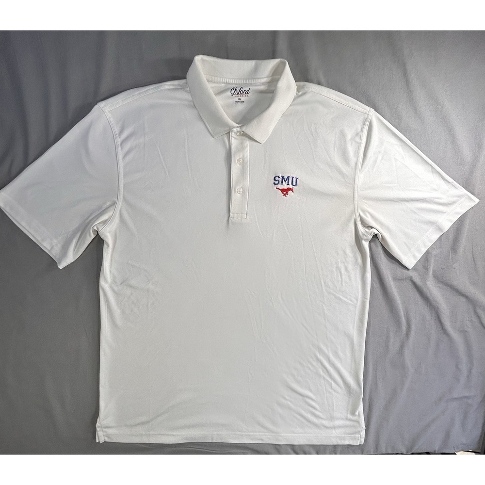 Oxford America SMU Mustangs White Polo Shirt‎ Men's XL